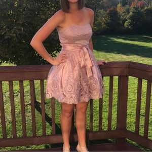 Blondie Nites by Stacy Sklar Rose Strapless Beaded Dress | size: 5